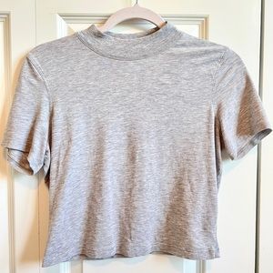 Lululemon Kitsilano Mock Neck Sleeve Cropped Tee Heather Grey Size 8